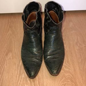 Justin Emerald Green Vintage Cowboy Ankle Boots